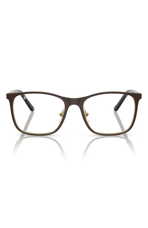 Shop Ray Ban Ray-ban Kids' 48mm Small Square Optical Glasses In Gold Brown