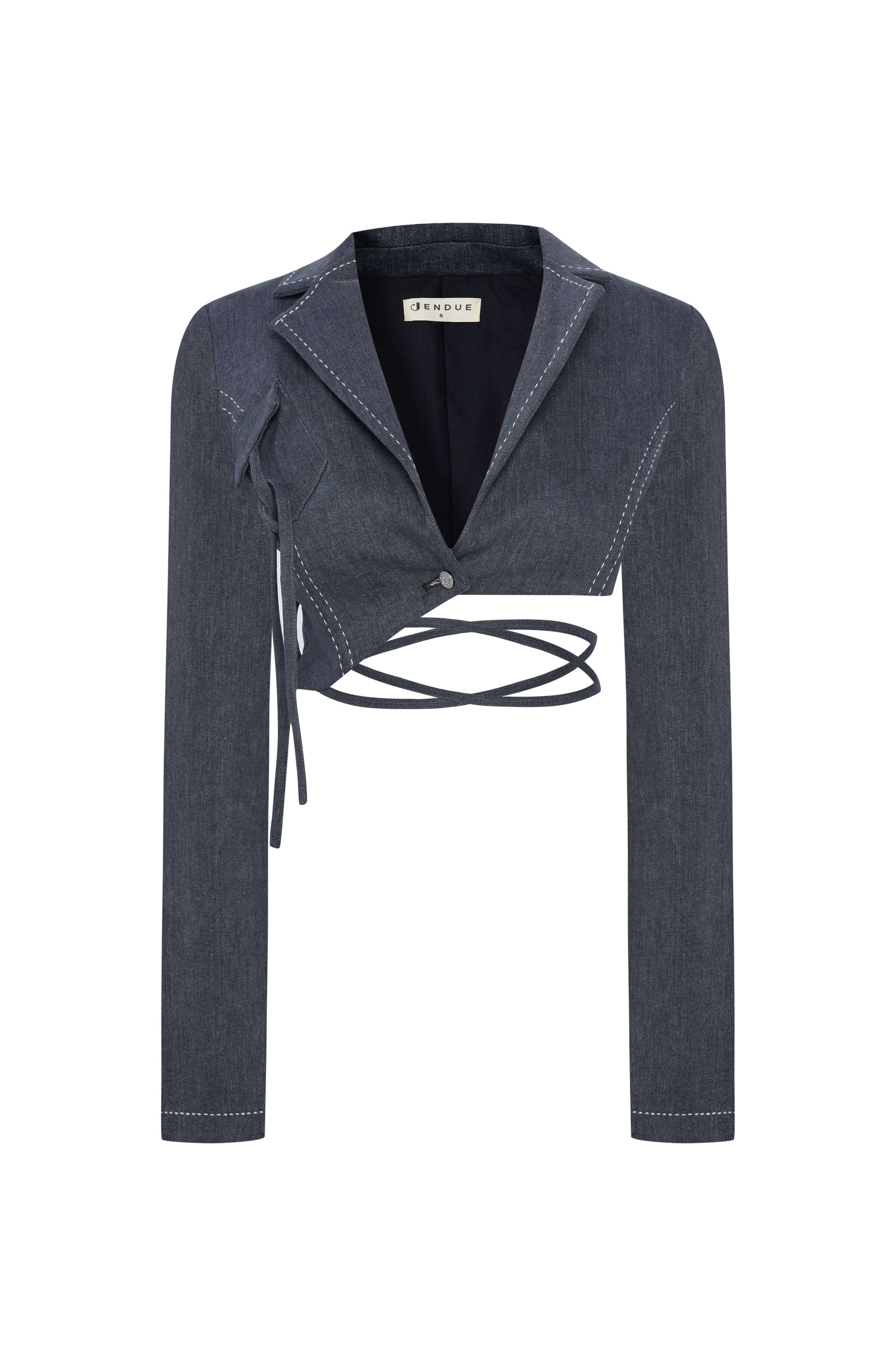 Serendipity Denim Jacket - Cropped Lace-Up Style - image 2