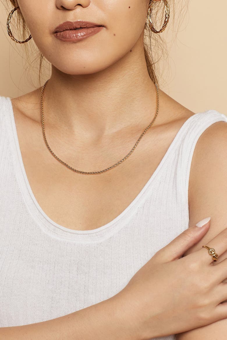 14K Gold Round Bodega Chain Necklace, Alternate, color, Yellow Gold