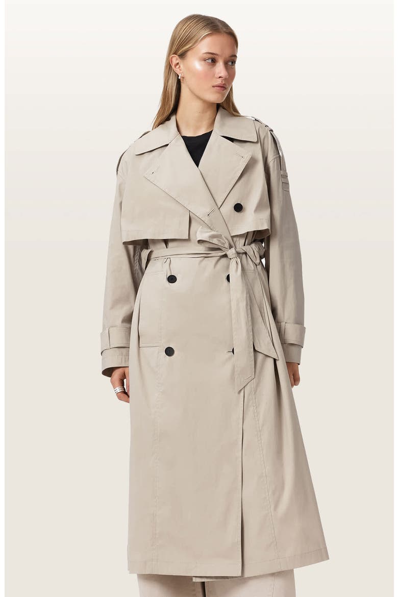 Linnie Lib Cotton & Nylon Trench Coat, Alternate, color, CLAY GREY