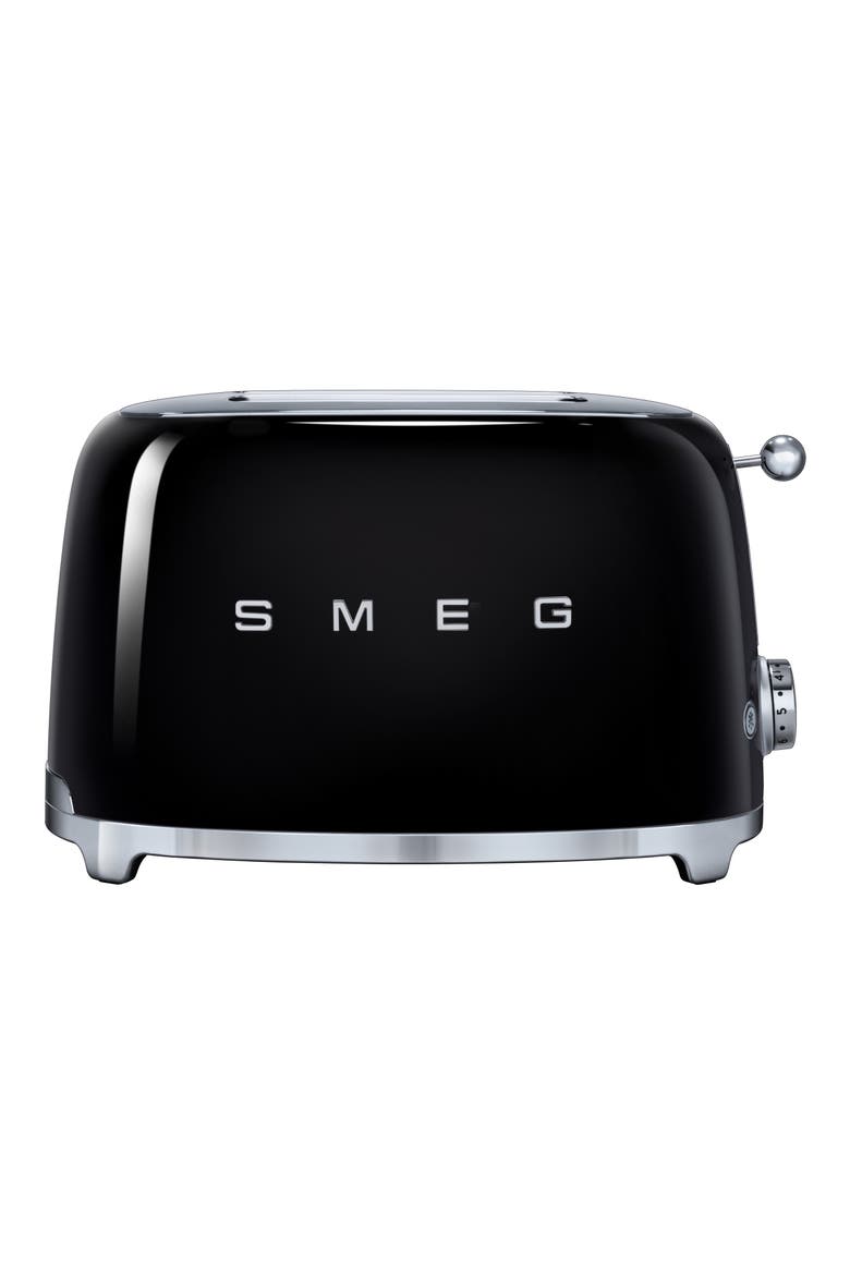 50s Retro Style Two-Slice Toaster, Main, color, BLACK