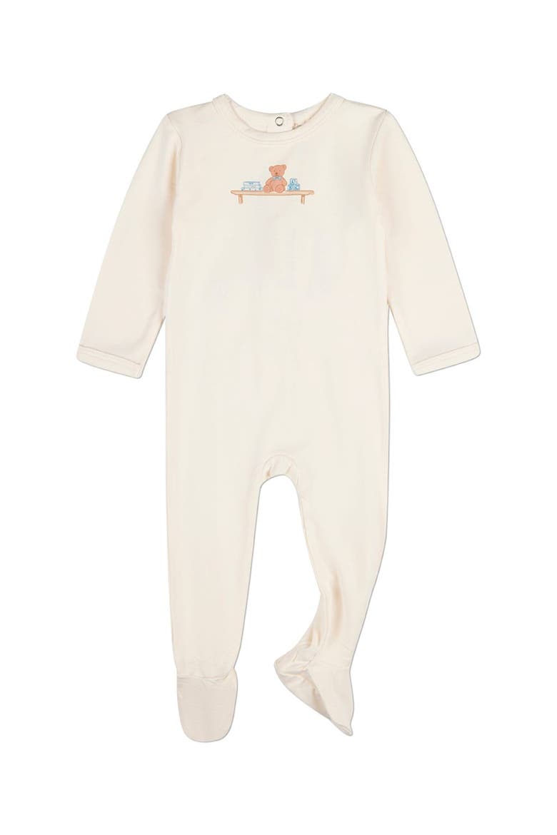 Baby Bear On A Shelf Back-Snap Footie, Main, color, Ivory-Blue
