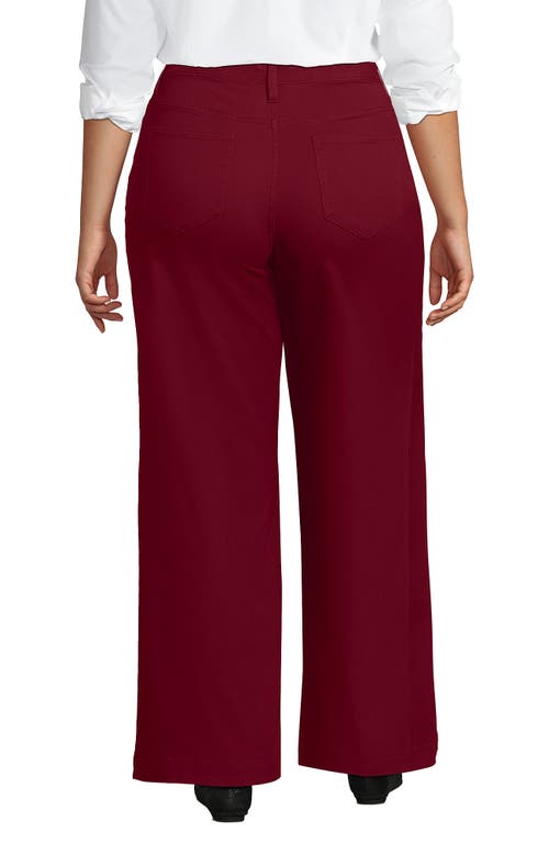Lands' End High Rise 5 Pocket Wide Leg Chino Pants In Burgundy