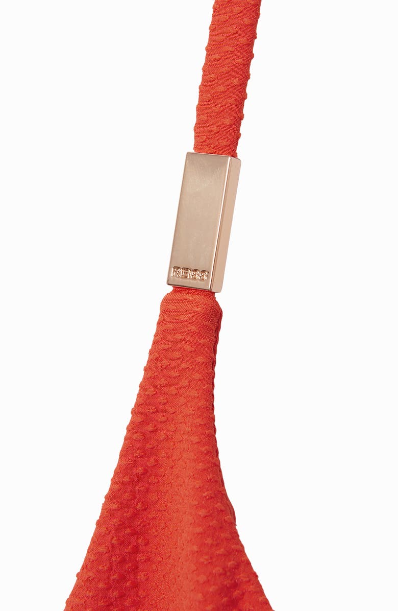 Reiss Lucy Textured Bikini Top, Alternate, color, Orange