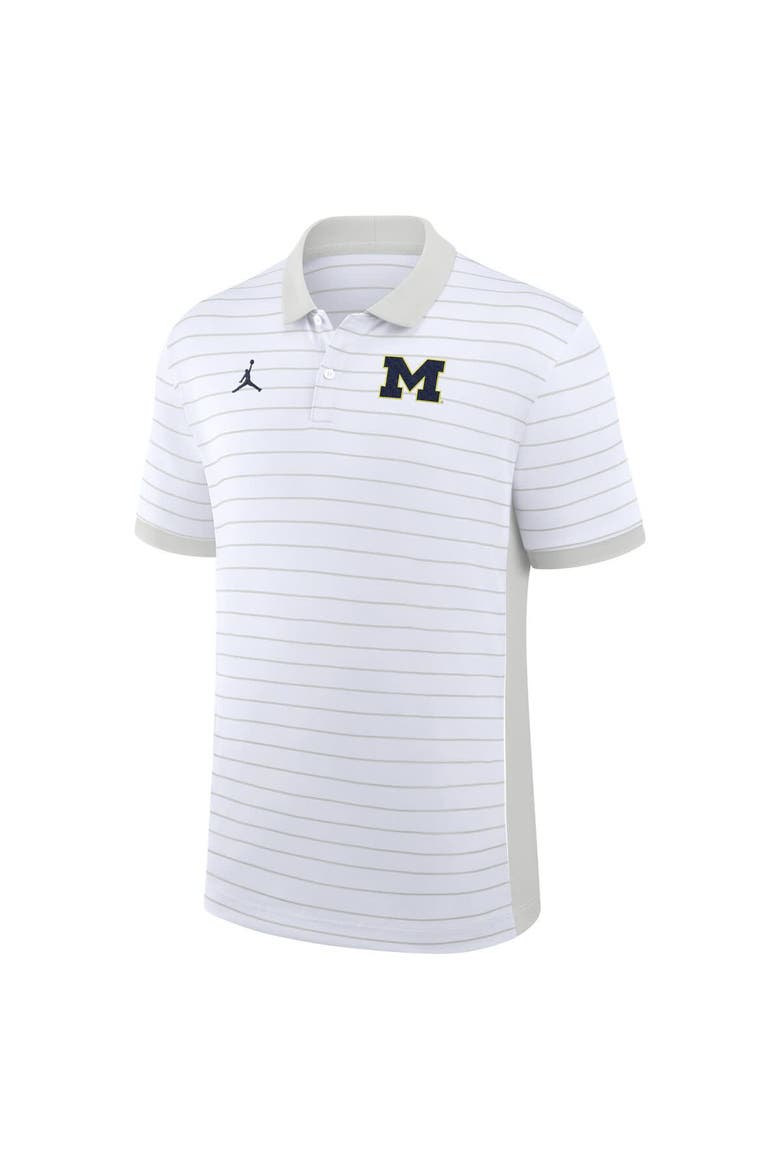Men's Jordan Brand White Michigan Wolverines 2025 Early Season Coaches Sideline Victory Stripe Performance Polo, Alternate, color, White