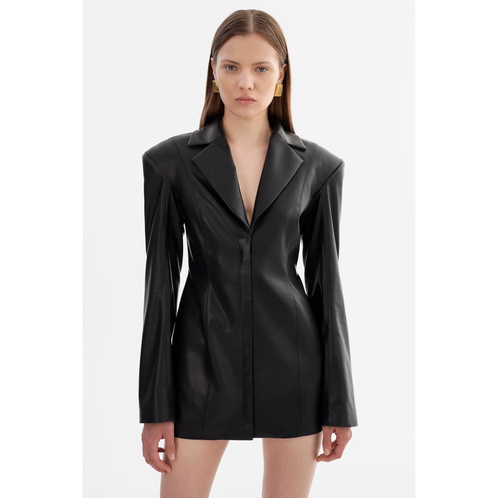 Lamarque Faux Leather Blazer Dress In Black