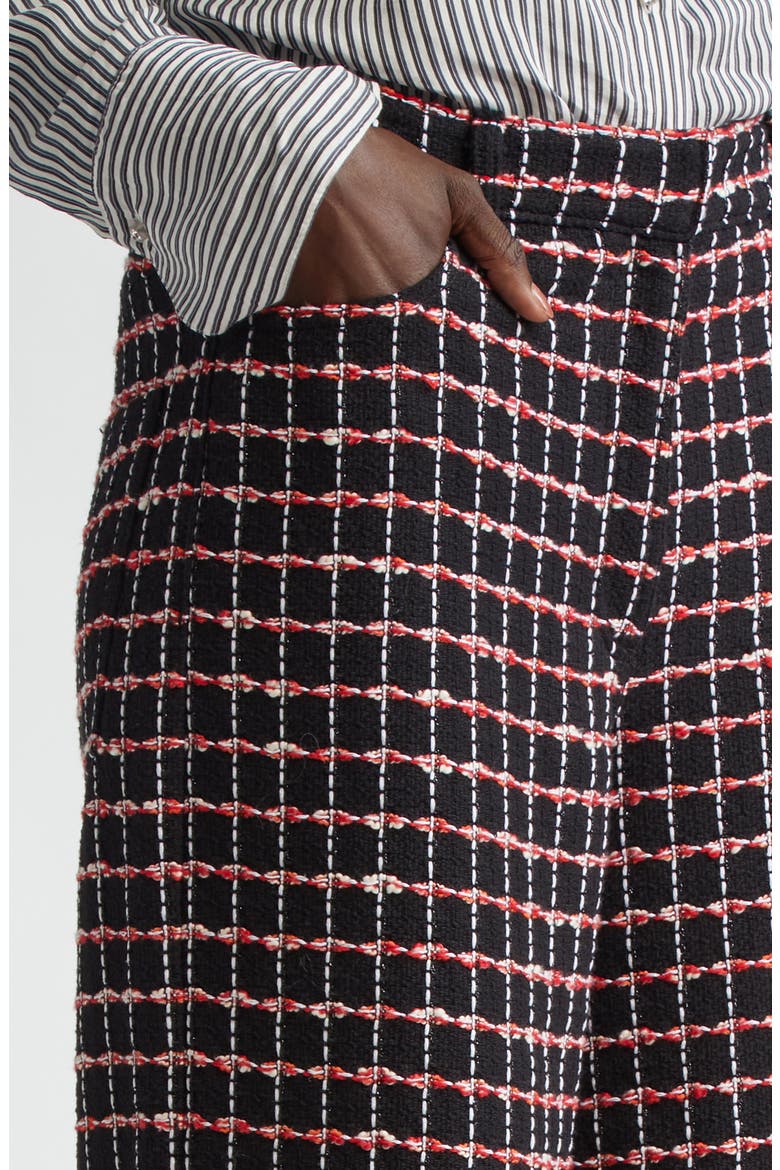 Windowpane Check Tweed Wide Leg Pants, Alternate, color, BLACK/ HAUTE RED/ PEARL MULTI
