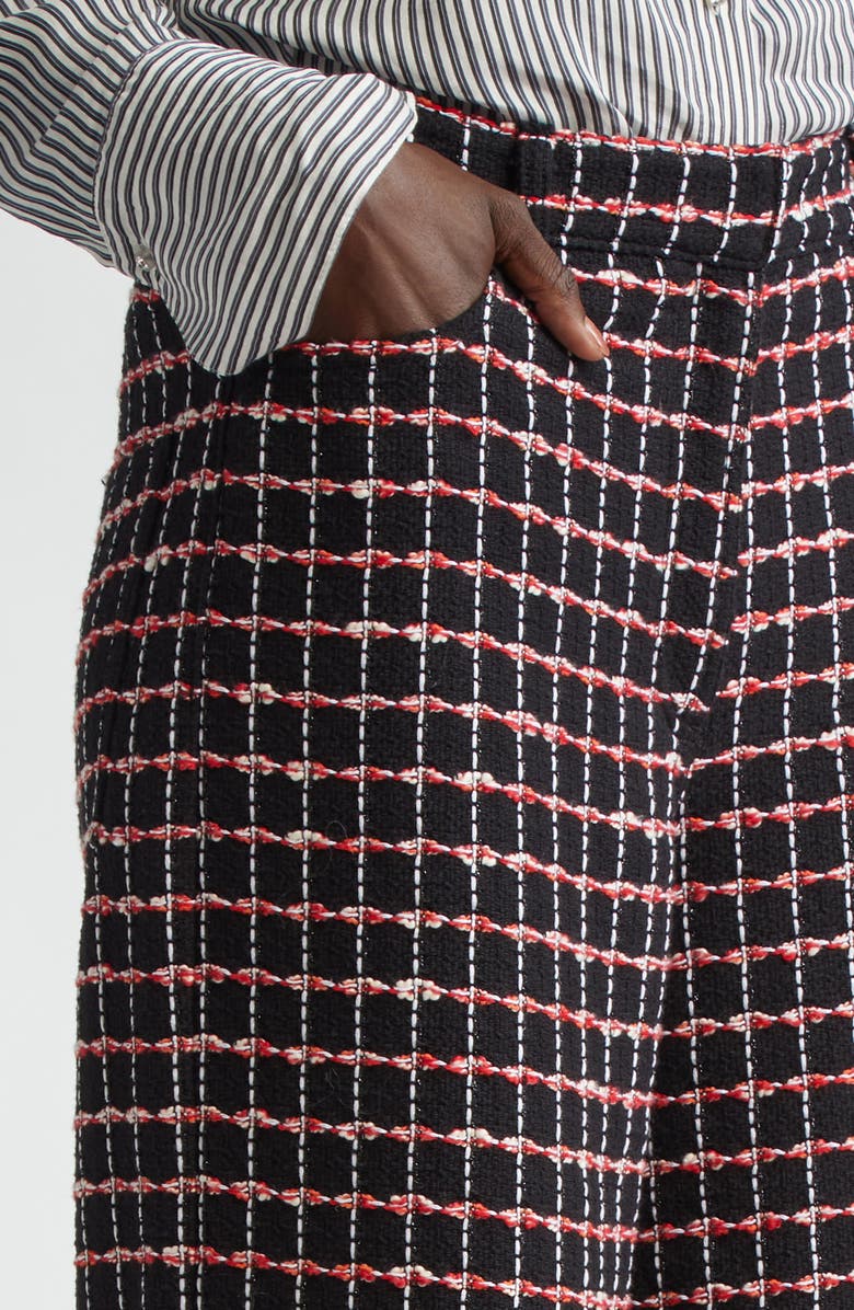 St. John Collection Windowpane Check Tweed Wide Leg Pants, Alternate, color,
