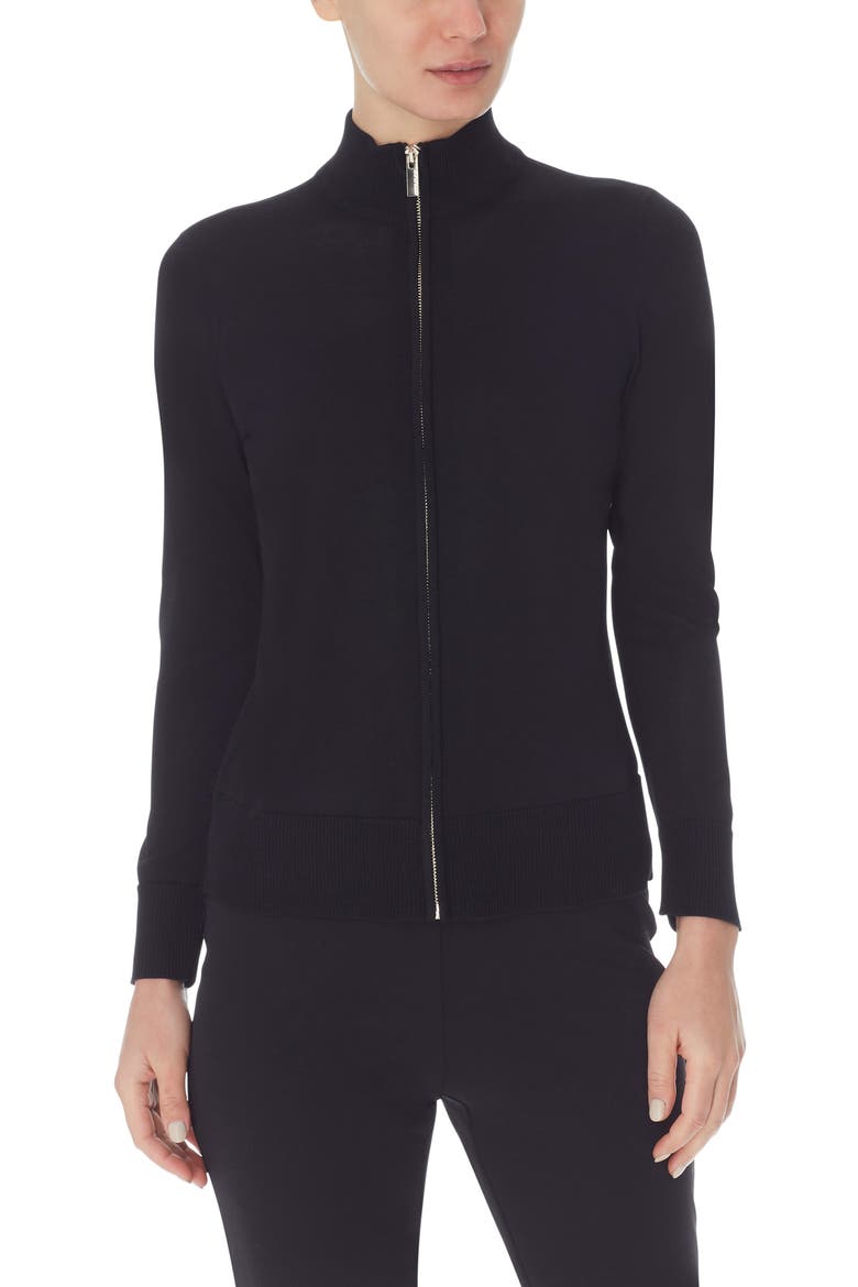 Zip Front Sweater, Alternate, color, ANNE BLACK