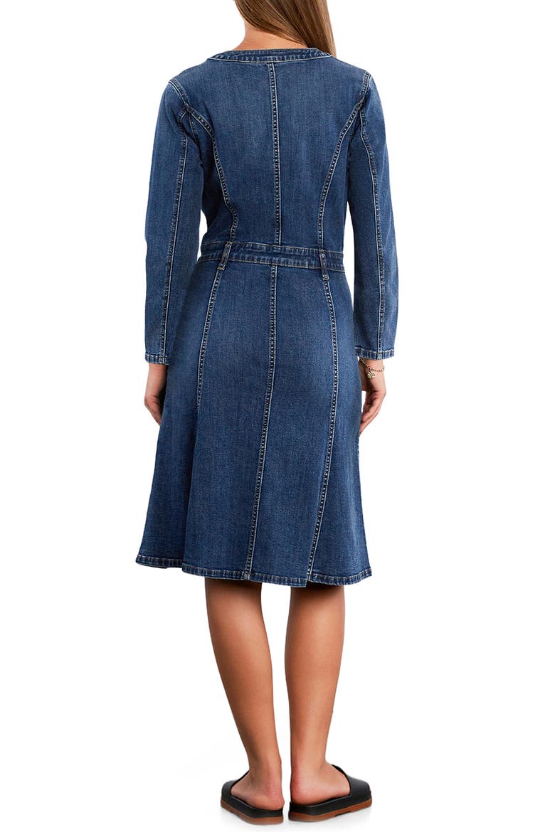 Madison Long Sleeve Stretch Denim Midi Dress, Alternate, color, SHARK BLUE