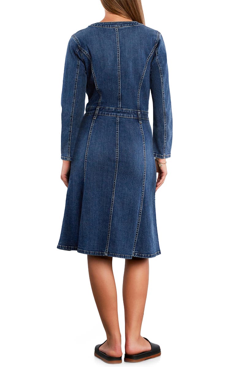 Wash Lab Denim Madison Long Sleeve Stretch Denim Midi Dress, Alternate, color, Shark Blue