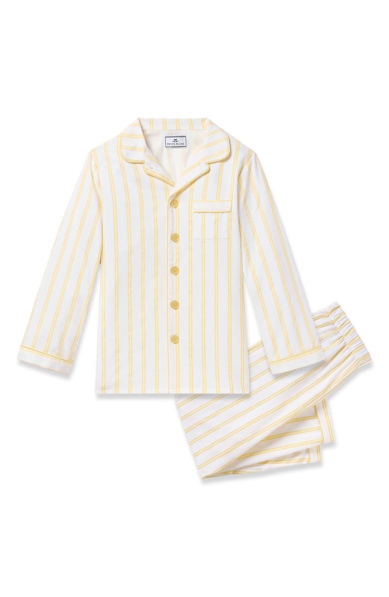 Petite Plume Kids' Stripe Cotton Blend Twill Two-Piece Pajamas, Main, color,