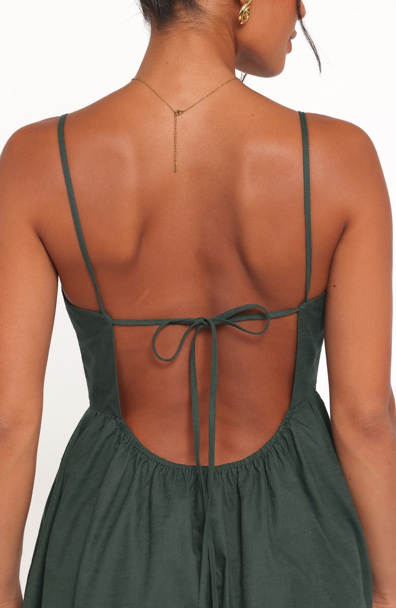 Petal & Pup Savannah Tie Back Cotton & Linen Maxi Dress, Alternate, color, Forest Green