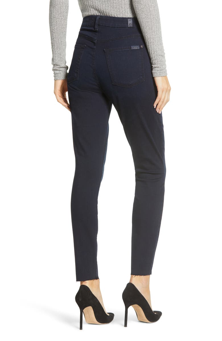 7 For All Mankind <sup>®</sup> High Waist Cut Hem Ankle Skinny Jeans, Alternate, color, 