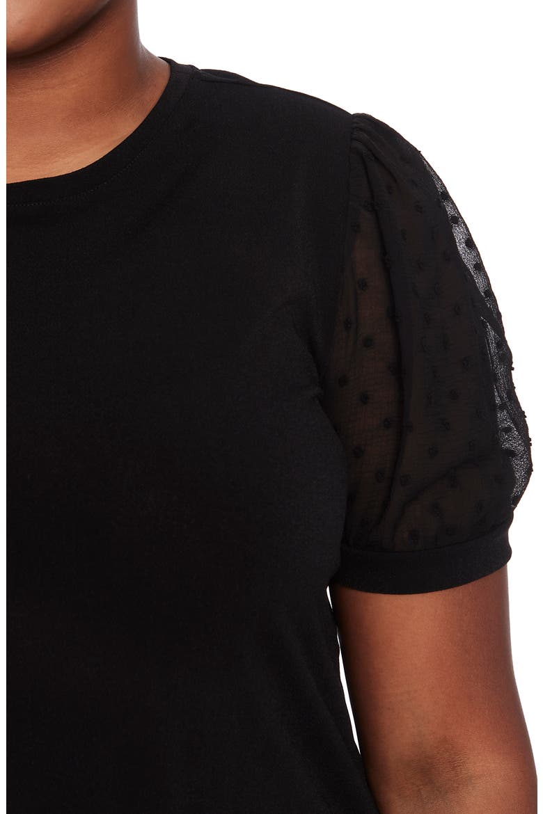 Puff Sleeve Mixed Media Top, Alternate, color, RICH BLACK