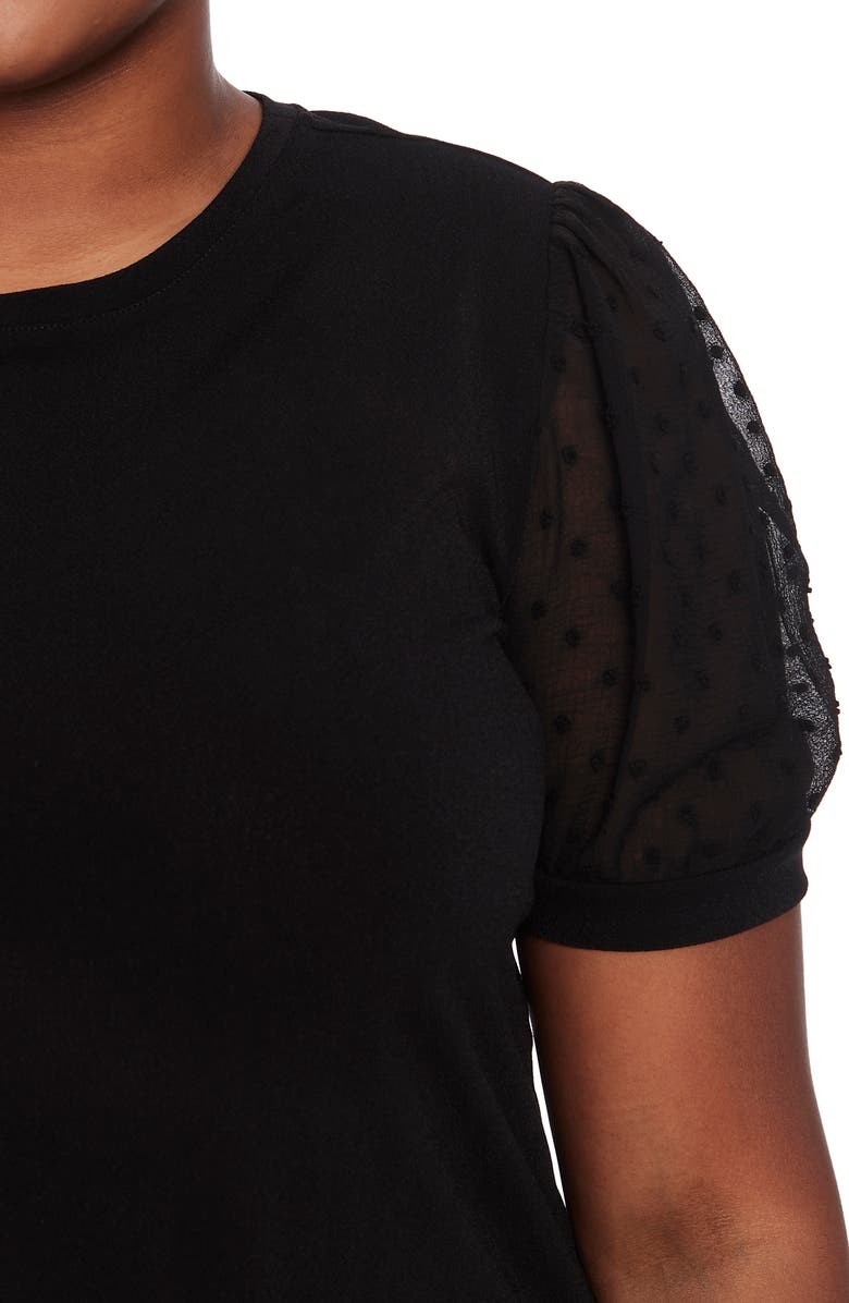 CeCe Puff Sleeve Mixed Media Top, Alternate, color, 