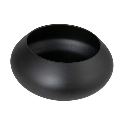 Storied Home Minimalist Round Mango Wood Bowl, Black