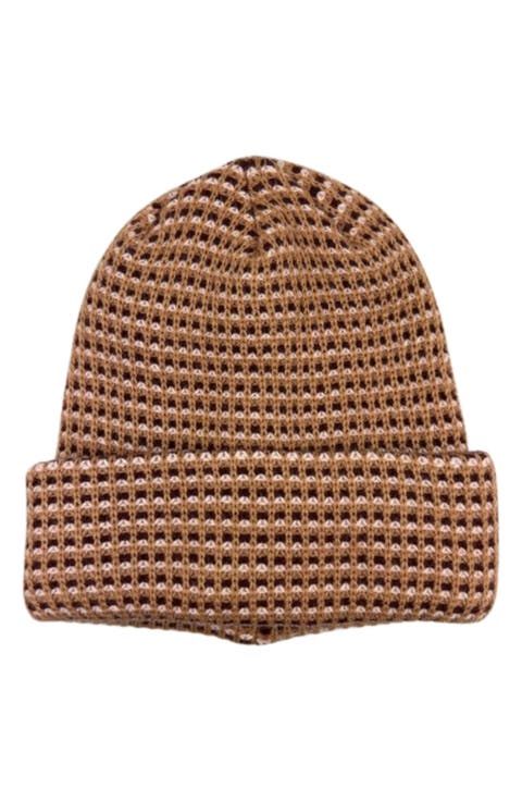Checkered Cuffed Knit Beanie