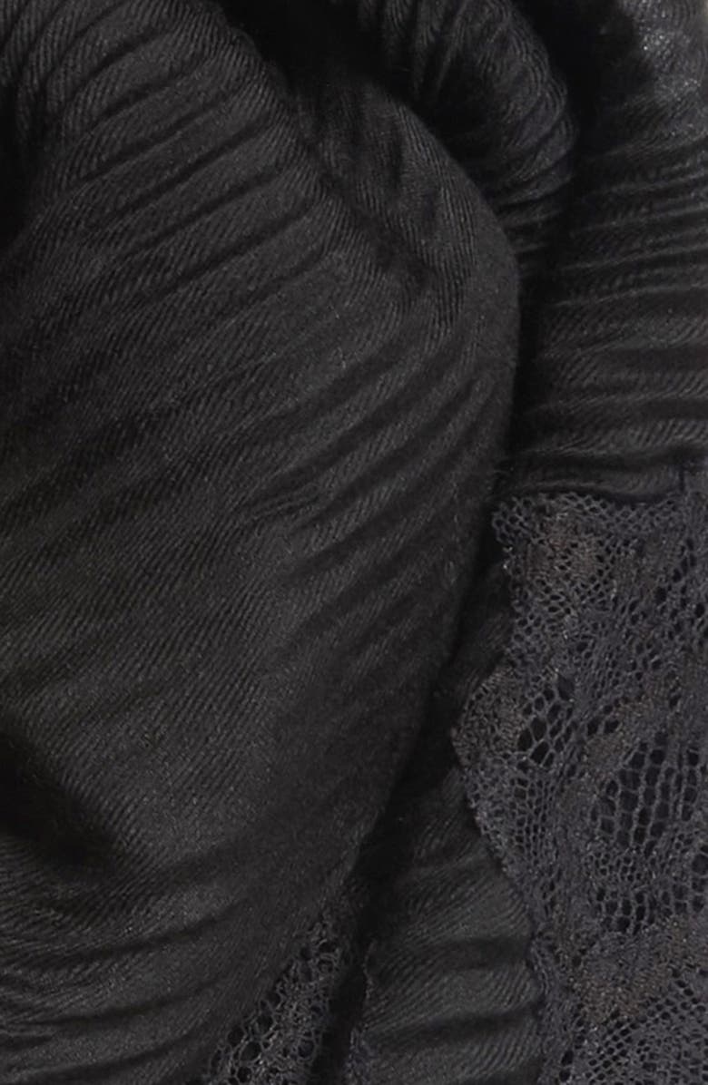 Valentino Garavani Plissé Pleated Lace Trim Scarf, Alternate, color,