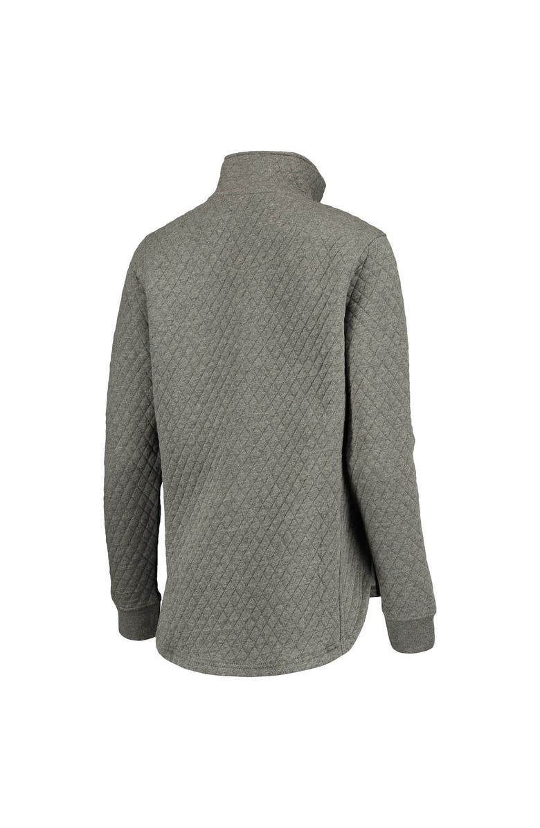 PRESSBOX Women's Pressbox Heathered Gray/Texas Orange Texas Longhorns Magnum Quilted Quarter-Snap Jacket, Alternate, color, 