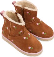 Boden Kids' Embroidered Cozy Faux Fur Lined Boot