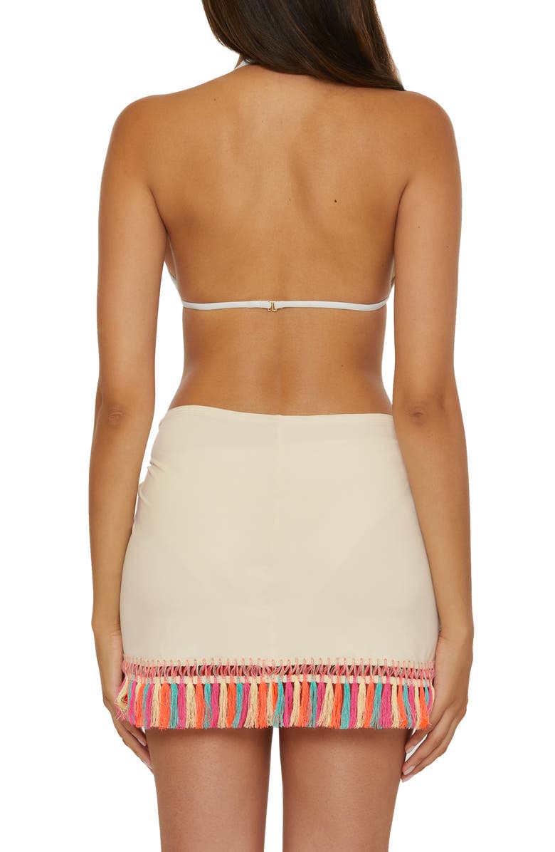 Becca Fringe Cover-Up Miniskirt, Alternate, color, Natural