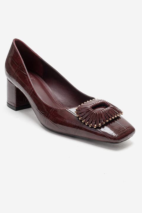 Velora Buckle Square Toe Block Heel Pump