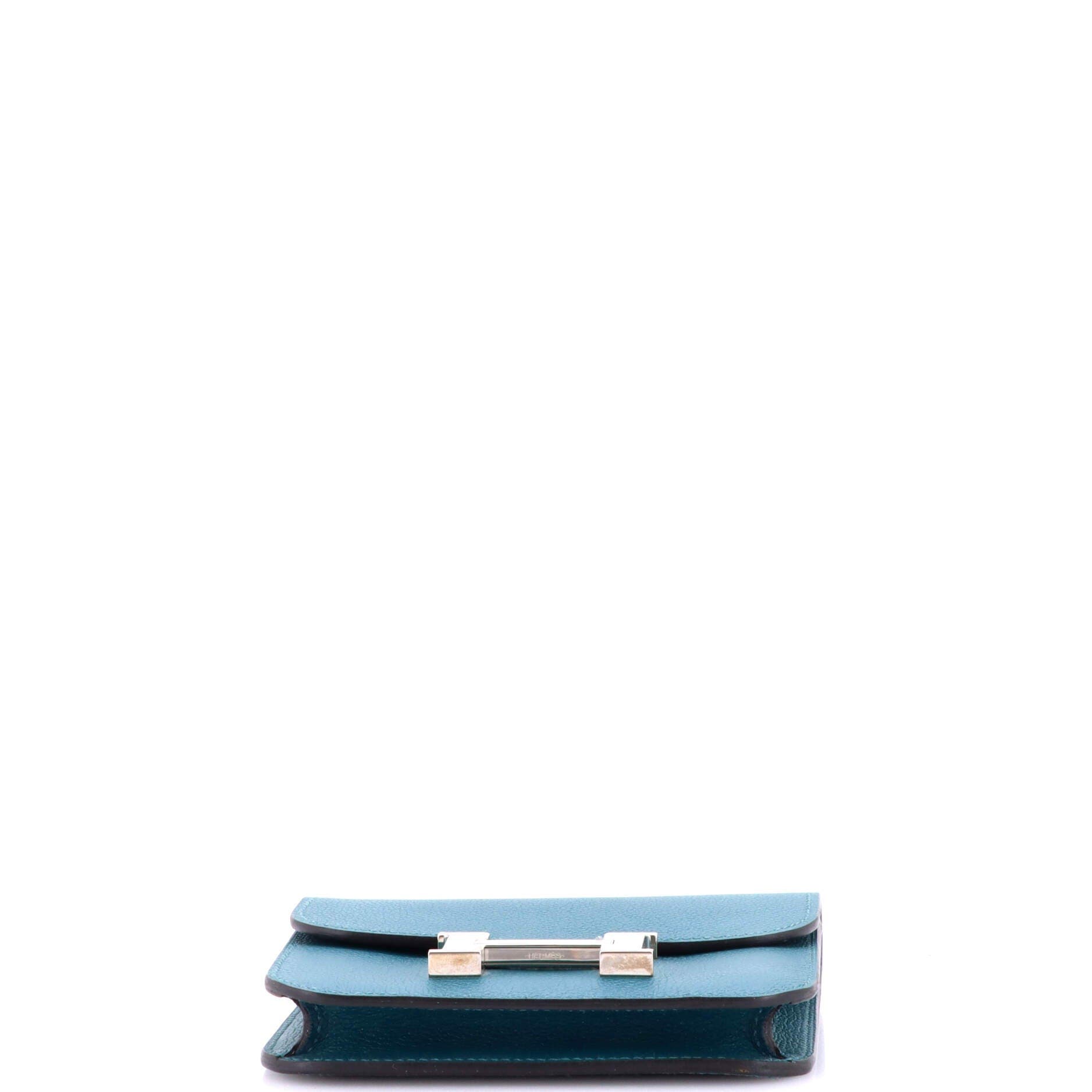 Pre-Owned Hermes Constance Slim Wallet Evercolor, Alternate, color, Vert Bosphore
