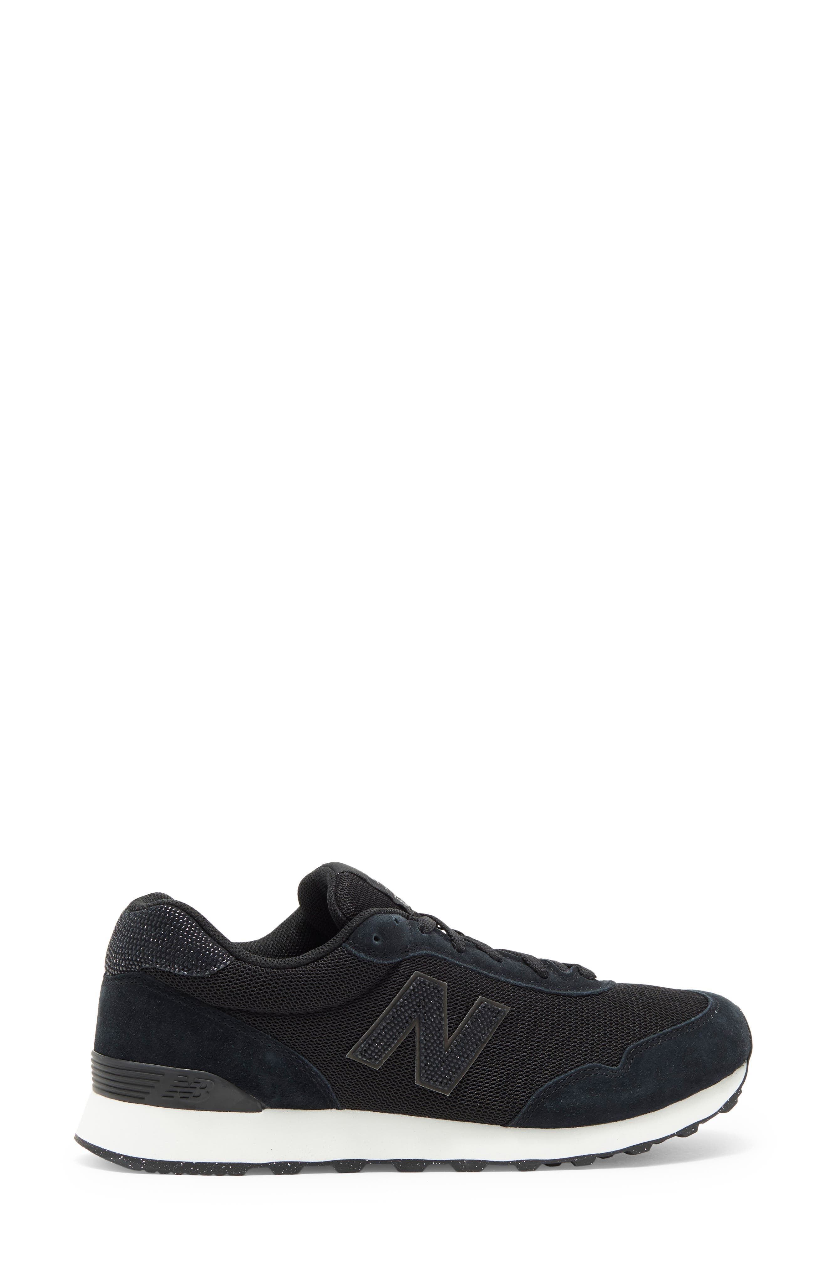 New Balance 515 Suede Sneaker, Alternate, color, Black/ White