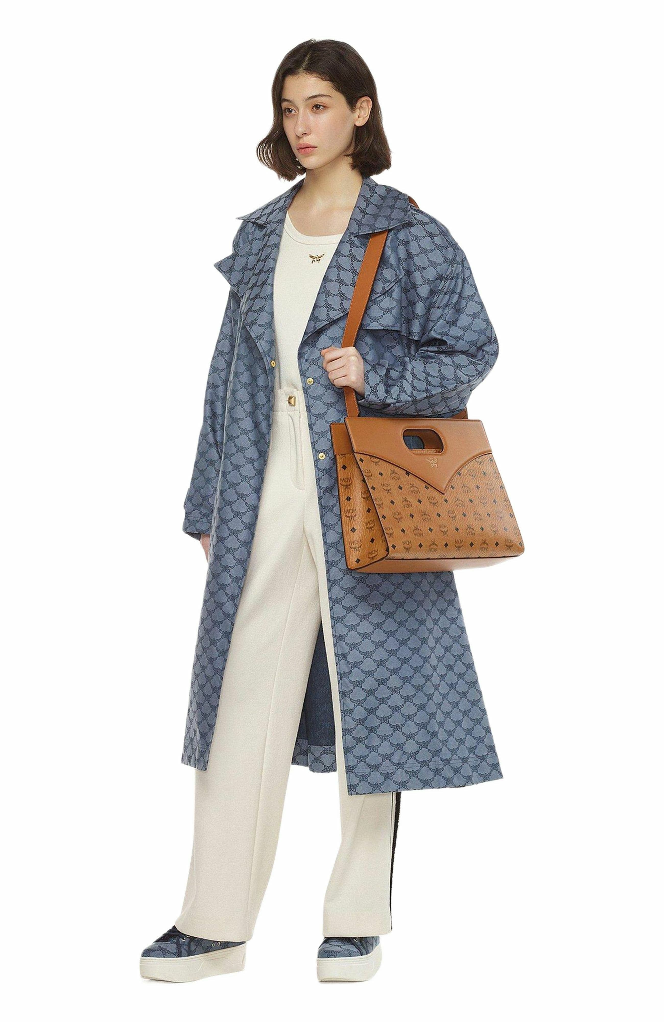 MCM Diamond Tote in Visetos Leather Mix, Alternate, color, Cognac