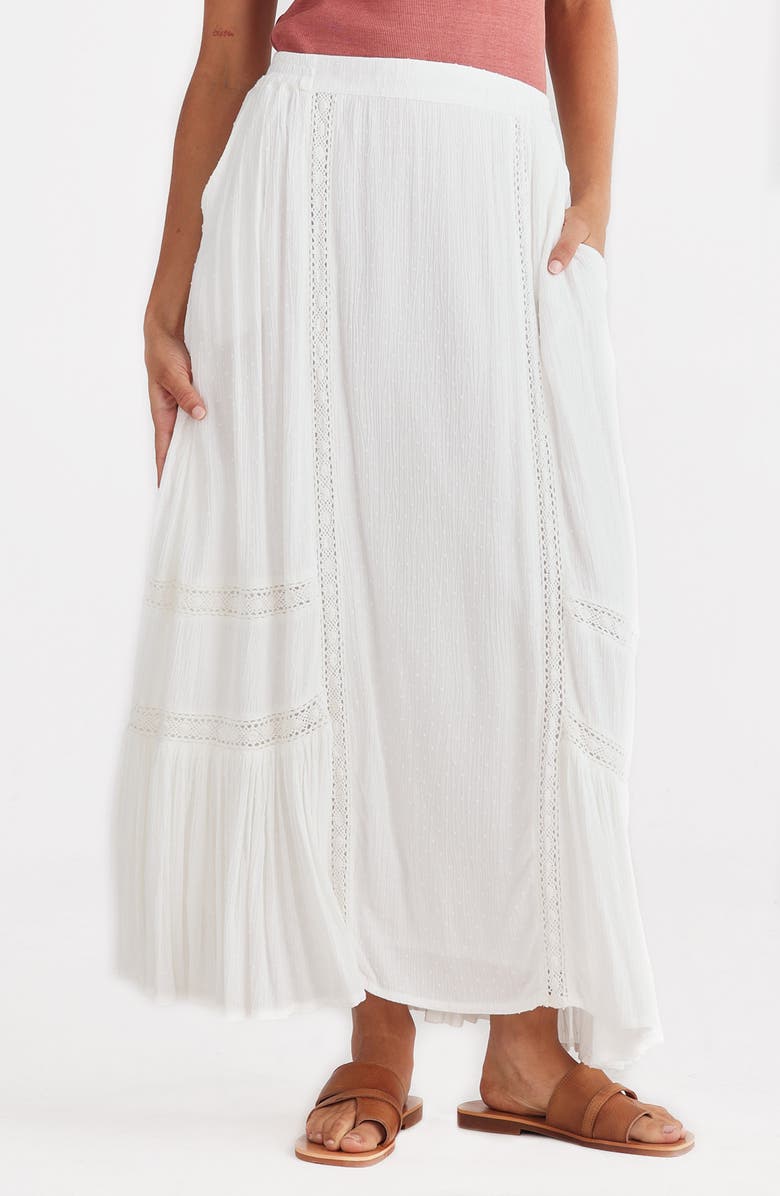 Talisman the Label Midas Clip Dot Maxi Skirt, Alternate, color, Off White Dobby