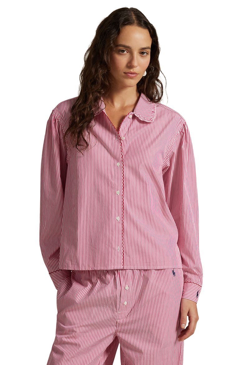 Stitched Long Pajamas, Alternate, color, COLLEGE PINK STRIPE