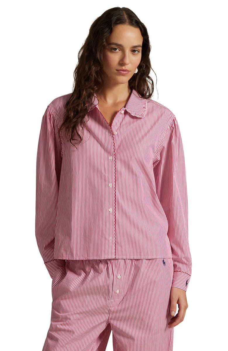 Polo Ralph Lauren Stitched Long Pajamas, Alternate, color, College Pink Stripe