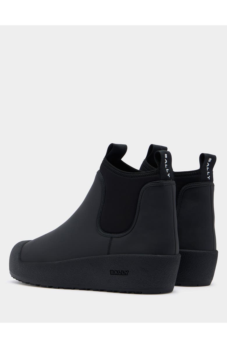 Bally Curling Bootie in Leather Lined with Lamb Fur, Alternate, color, Black