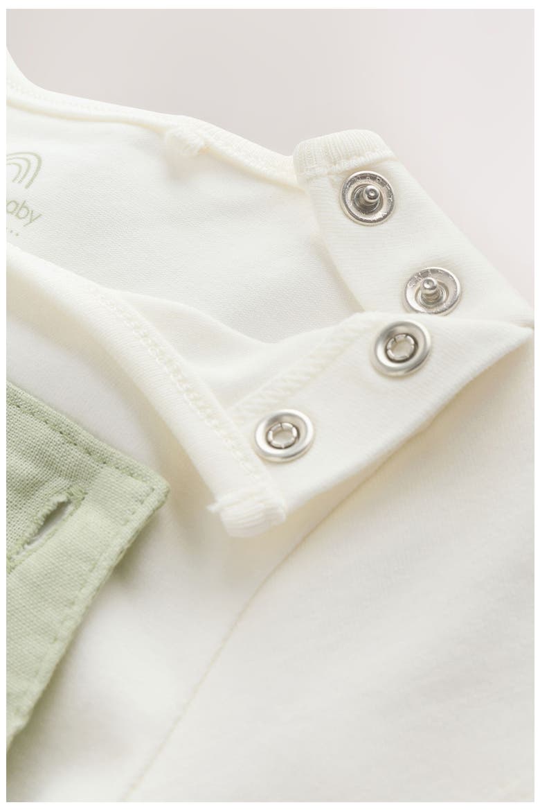 Bodysuit & Dungaree Romper Set, Alternate, color, GREEN