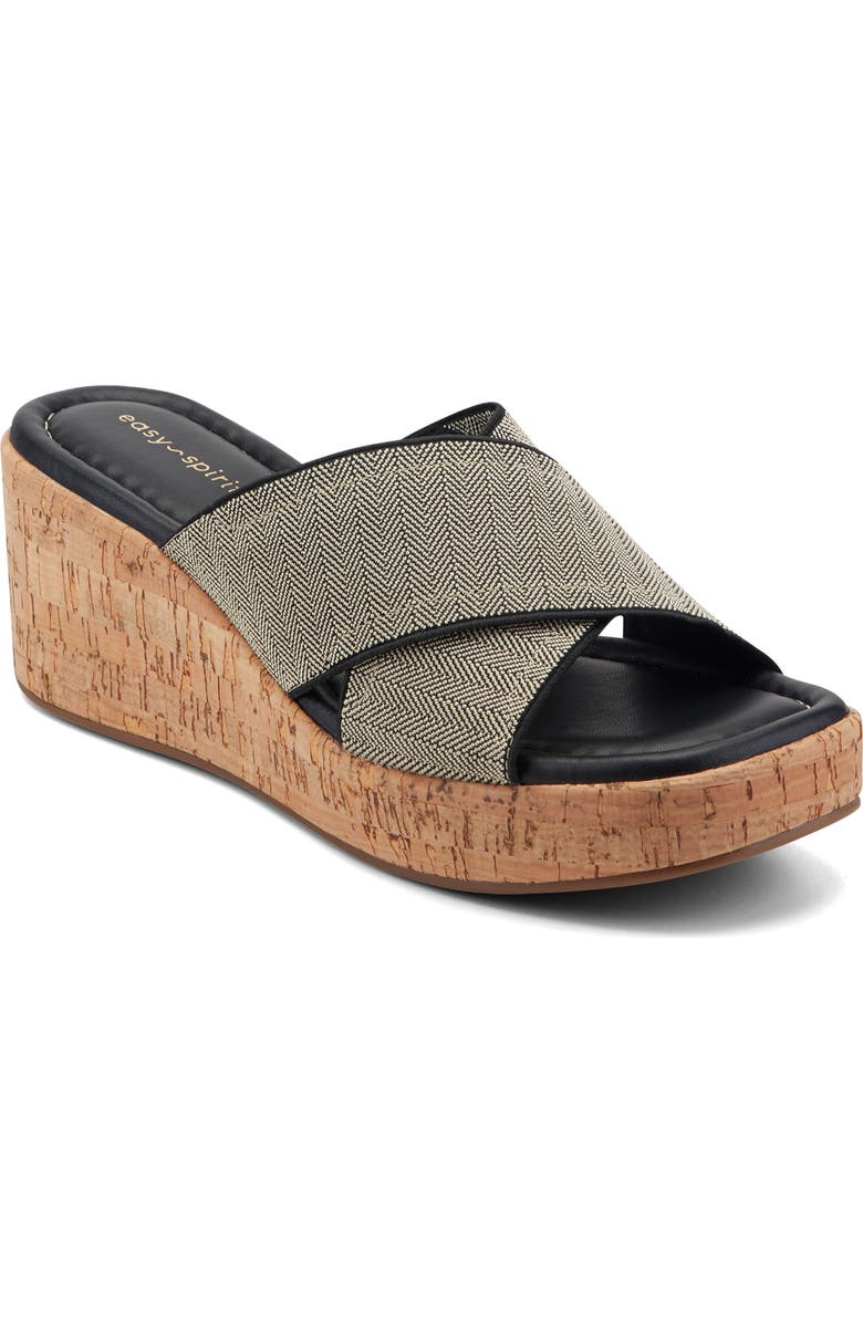 Easy Spirit Fawn Wedge Slide Sandal - Wide Width Available, Main, color, Blk01
