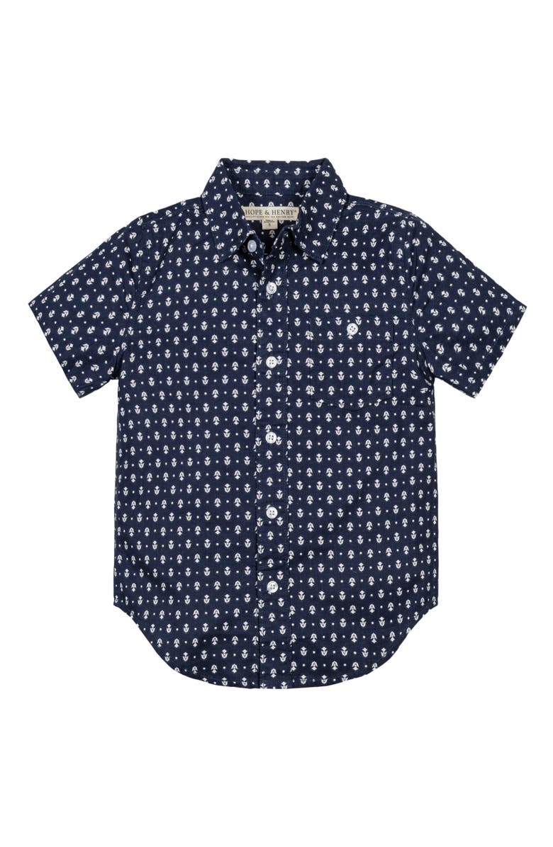 Hope & Henry Boys' Linen Short Sleeve Button Down Shirt, Infant, Alternate, color, 