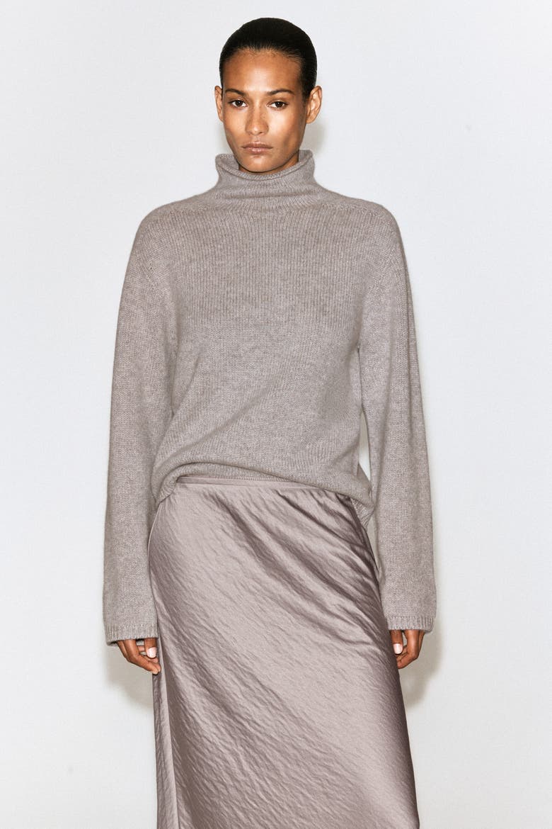 Crinkled-Satin Midi Skirt, Alternate, color, DOVE GRAY