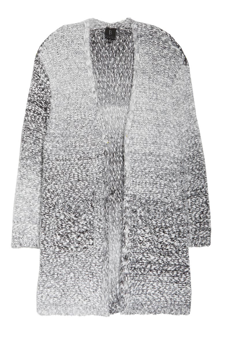 Harper Ombrè Eyelash Cardigan, Alternate, color, BLACK MIX