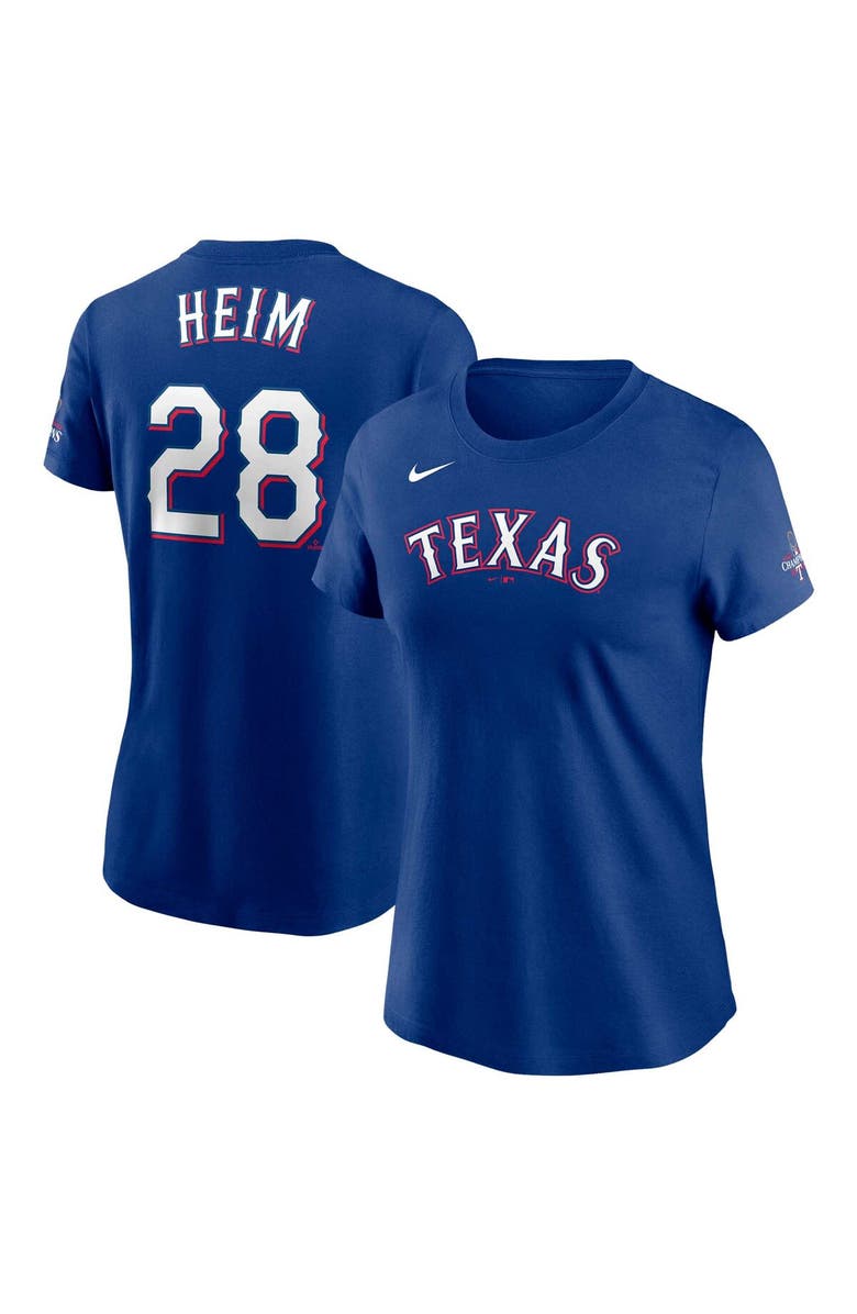 Nike Women's Nike Jonah Heim Royal Texas Rangers 2023 World Series Champions Name & Number T-Shirt, Main, color, 