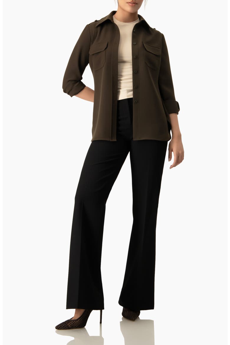 Flare Leg, High-Waist Light-Stretch Twill Pants, Alternate, color, Black