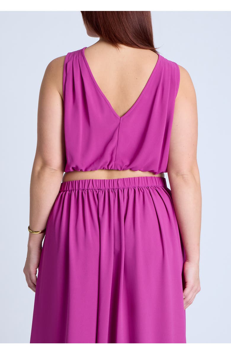 ELOQUII Shirred Wrap Crop Top, Alternate, color, Aster Novae