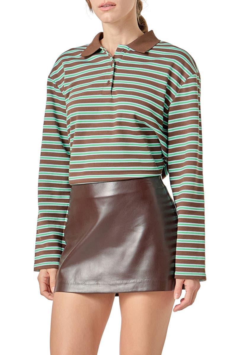 English Factory Stripe Contrast Collar Cotton Blend Henley Sweatshirt, Alternate, color, 