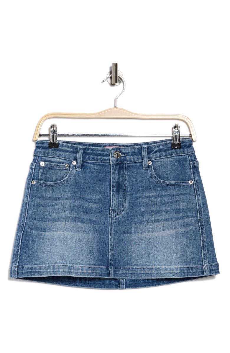 Juicy Couture Crystal Embellished Logo Back Denim Miniskirt, Alternate, color, 