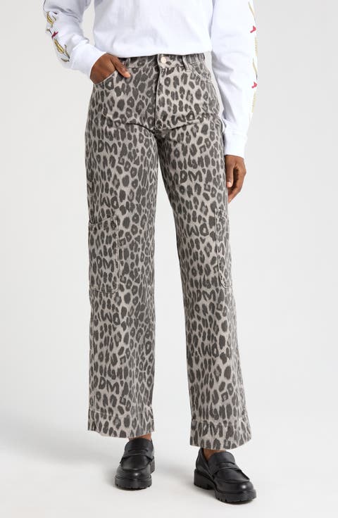 Drew Leopard Print Jeans (Charcoal)