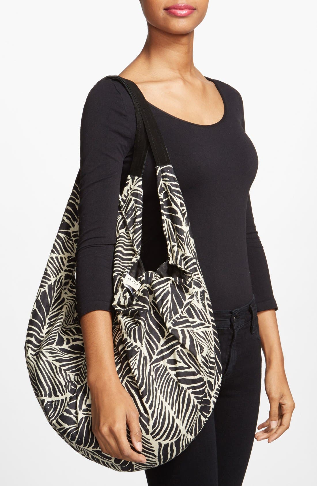 'Mixed Signals' Print Slouchy Tote, Alternate, color, BLACK/ WHITE