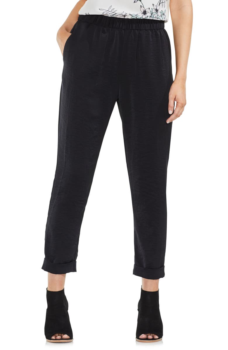 Vince Camuto Hammered Satin Crop Jogger Pants, Main, color,