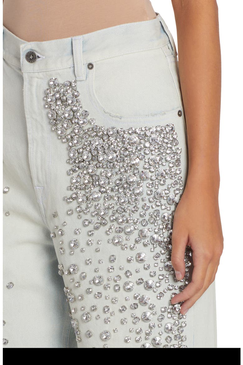 Kim Crystal Embellished Distressed Jeans, Alternate, color, BLUE