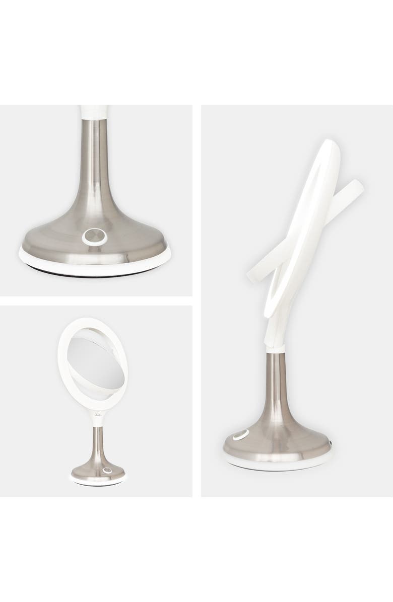 Zadro Solana Lighted Makeup Mirror with 8X/1X Magnification & Touch Pad, Alternate, color, Satin Nickel