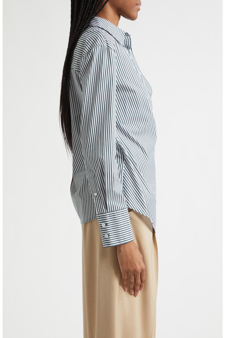 Perezzi Stripe Asymmetric Button-Up Shirt, Alternate, color, PINE/ WHITE